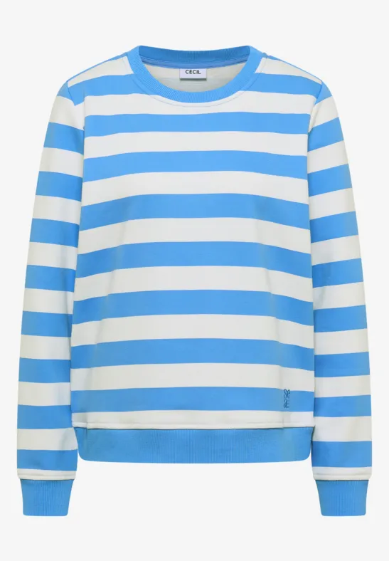Thumbnail - Cecil Damen Gestreiftes Sweatshirt in Blau, Gr: S