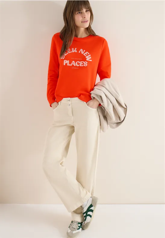 Thumbnail - Cecil Damen Embroidery Sweatshirt in Orange, Gr: XL