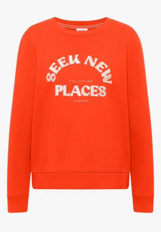 Thumbnail - Cecil Damen Embroidery Sweatshirt in Orange, Gr: XL
