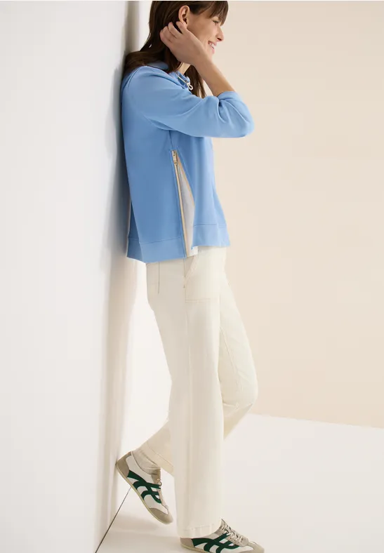 Thumbnail - Cecil Damen Hoodie mit Zipper-Details in Blau, Gr: L