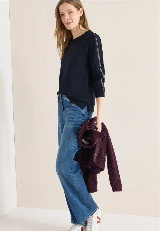 cecil Shirt Ärmeldetail Polyester Blau