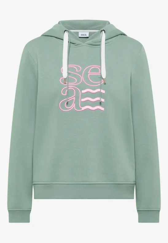 Thumbnail - Cecil Damen Hoodie mit Artwork in Grün, Gr: XXL