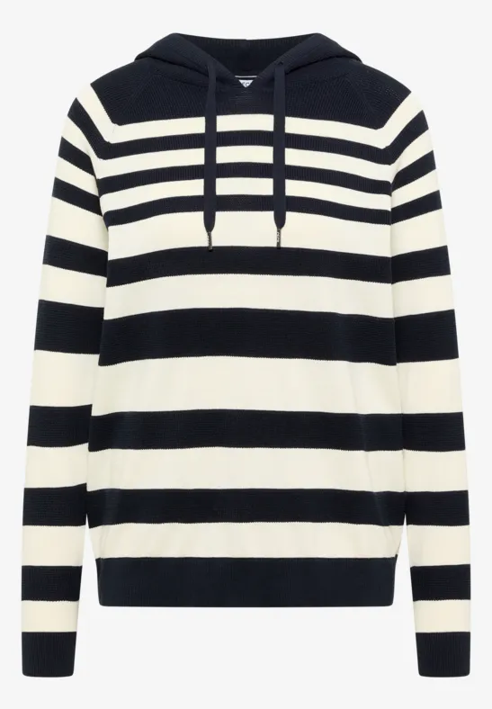 Thumbnail - Cecil Damen Gestreifter Struktur-Hoodie in Blau, Gr: S