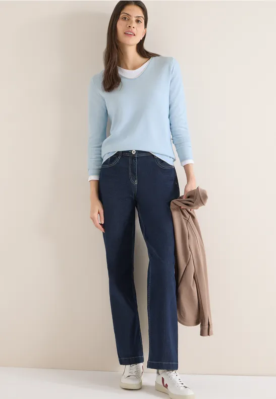 Thumbnail - Cecil Damen Two-Tone Pullover in Blau, Gr: 3XL