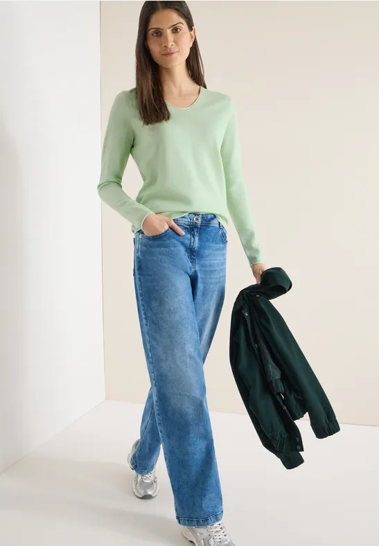 Thumbnail - Cecil Damen Two-Tone Pullover in Grün, Gr: 3XL