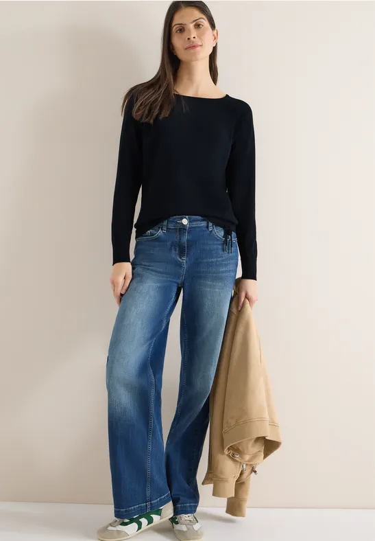 Thumbnail - Cecil Damen Pullover mit Strukturdetail in Blau, Gr: 3XL