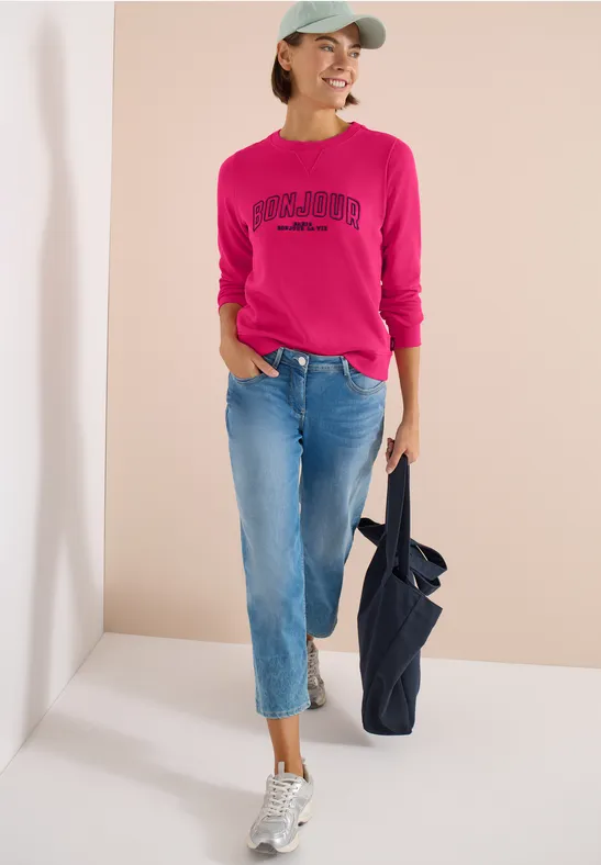 Thumbnail - Cecil Damen Langarm Sweatshirt mit Stickerei in Pink, Gr: XXL