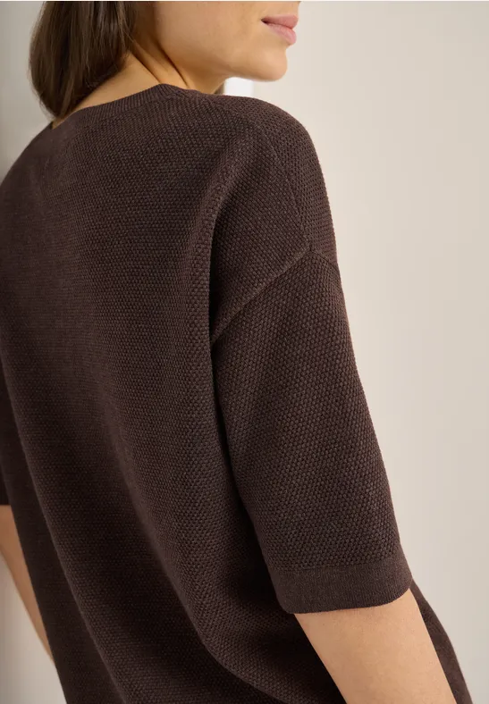 cecil Pullover Kurzarm Struktur Baumwolle Braun