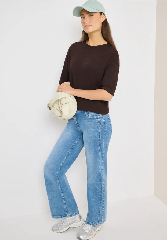 Thumbnail - Cecil Damen Kurzarm Pullover mit Struktur in Braun, Gr: L