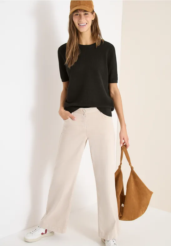 Thumbnail - Cecil Damen Kurzarm Pullover mit Struktur in Grün, Gr: XS