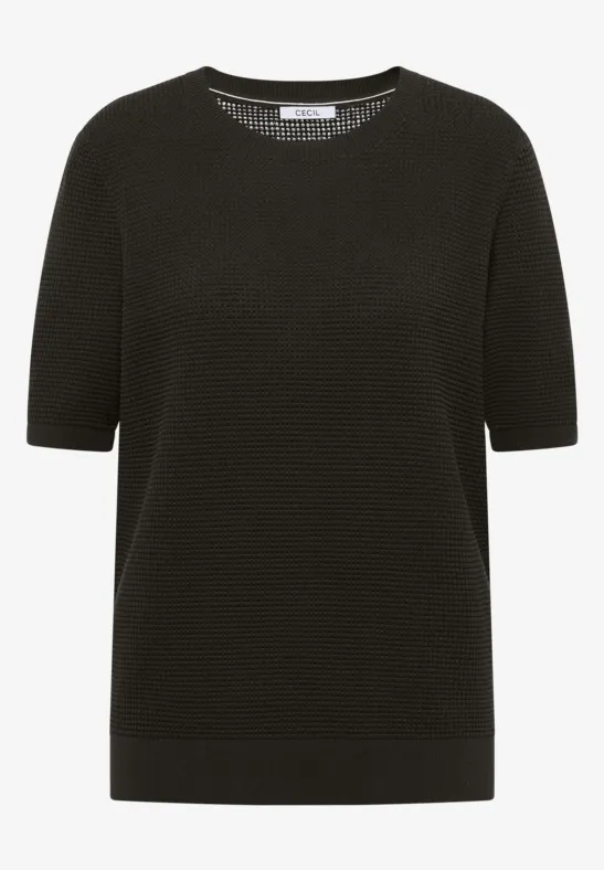 Thumbnail - Cecil Damen Kurzarm Pullover mit Struktur in Grün, Gr: XS