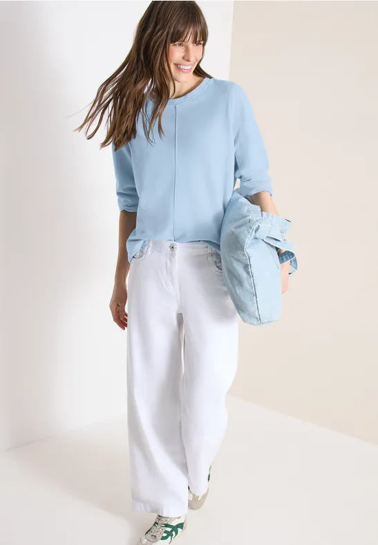 Thumbnail - Cecil Damen 3/4- Arm Sweatshirt mit Tunnelzug in Blau, Gr: M