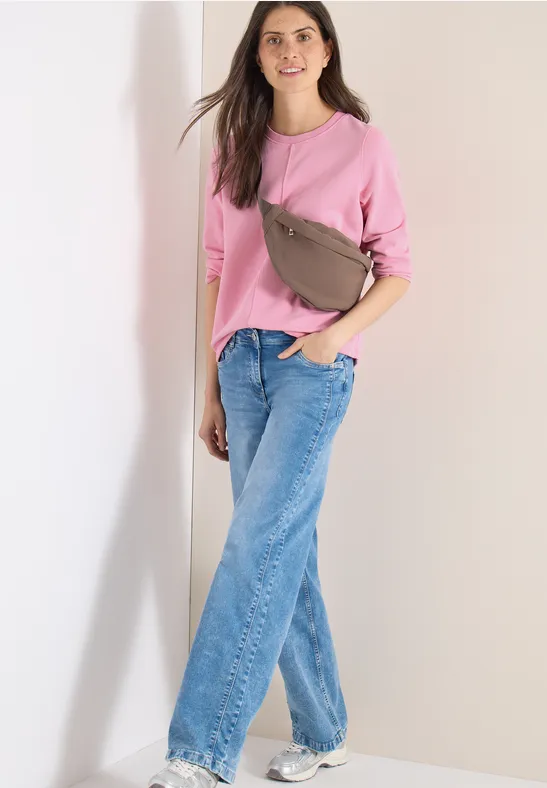 Thumbnail - Cecil Damen 3/4- Arm Sweatshirt mit Tunnelzug in Rosa, Gr: XL