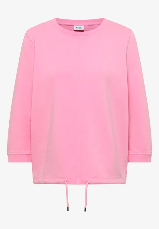 Thumbnail - Cecil Damen 3/4- Arm Sweatshirt mit Tunnelzug in Rosa, Gr: XL