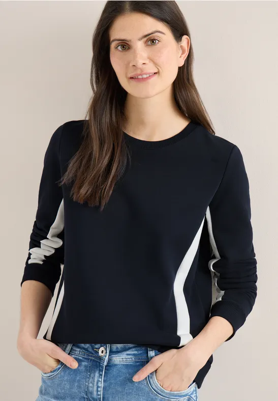Thumbnail - Cecil Damen Colorblock Sweatshirt in Blau, Gr: XXL