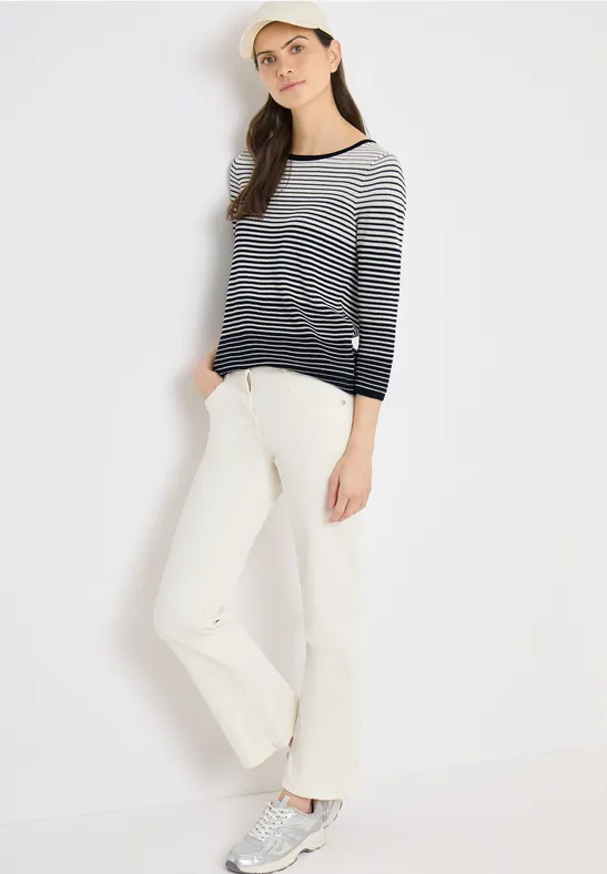 Thumbnail - Cecil Damen Pullover mit Rundhals und Streifen in Blau, Gr: 3XL