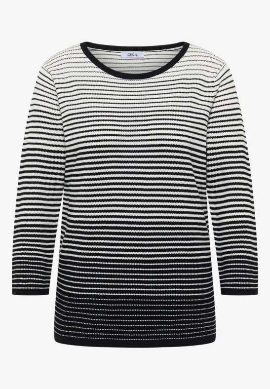 Thumbnail - Cecil Damen Pullover mit Rundhals und Streifen in Blau, Gr: 3XL