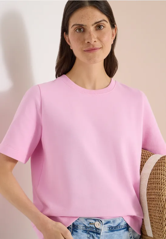cecil Sweatshirt Kurzarm Baumwolle Rosa