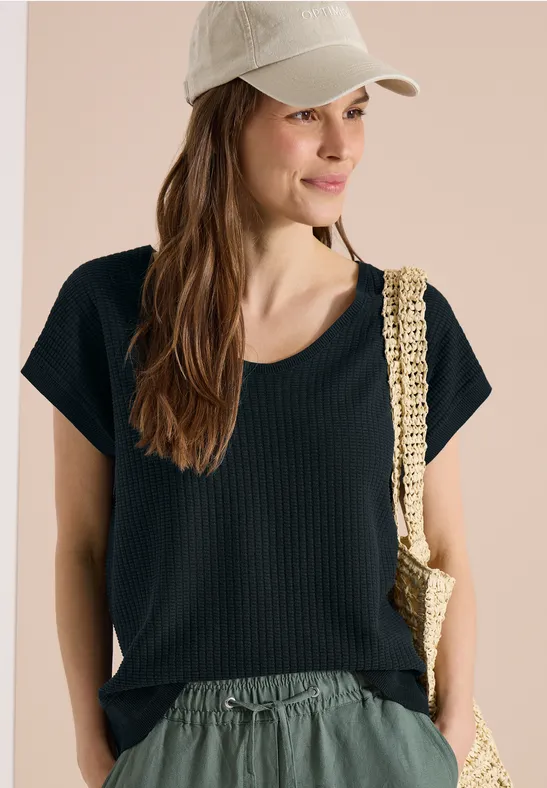 Pullover mit gerundetem V-Ausschnitt