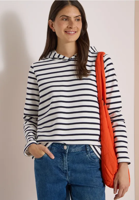 Sweatshirt mit Kapuze und Streifen