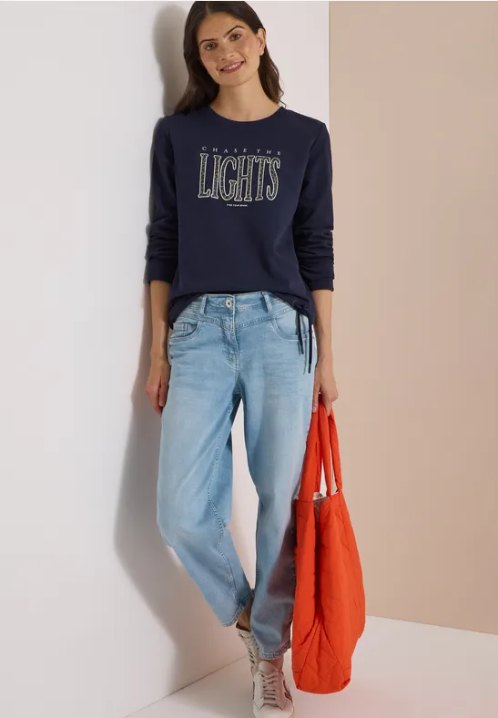 Sweatshirt mit Wording und Tunnelzug