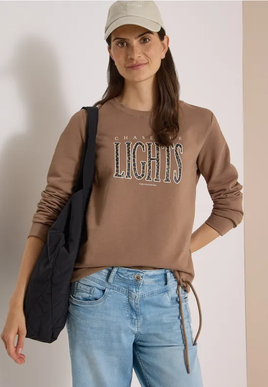 Sweatshirt mit Wording und Tunnelzug