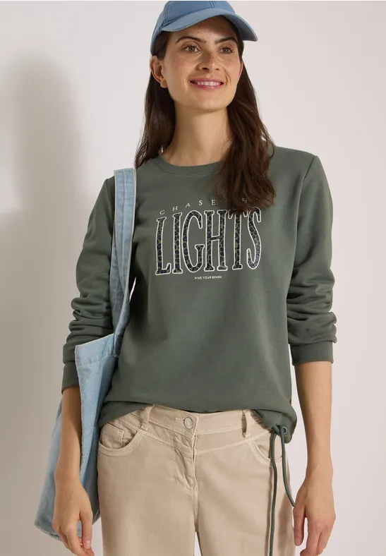 Sweatshirt mit Wording und Tunnelzug
