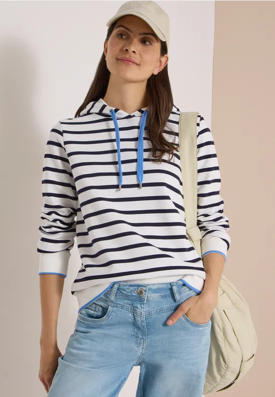 Sweatshirt mit Kapuze und Streifen