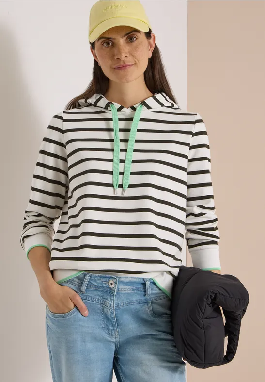 Sweatshirt mit Kapuze und Streifen