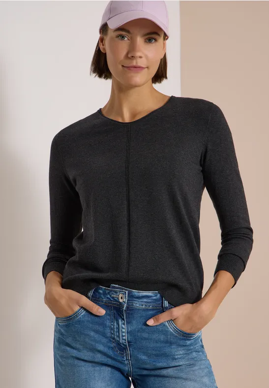 Basic Pullover mit V-Neck in Unifarbe