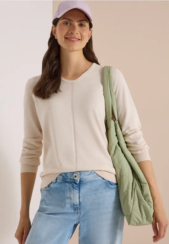 cecil Basic Pullover mit V-Neck in Unifarbe B30403716835L