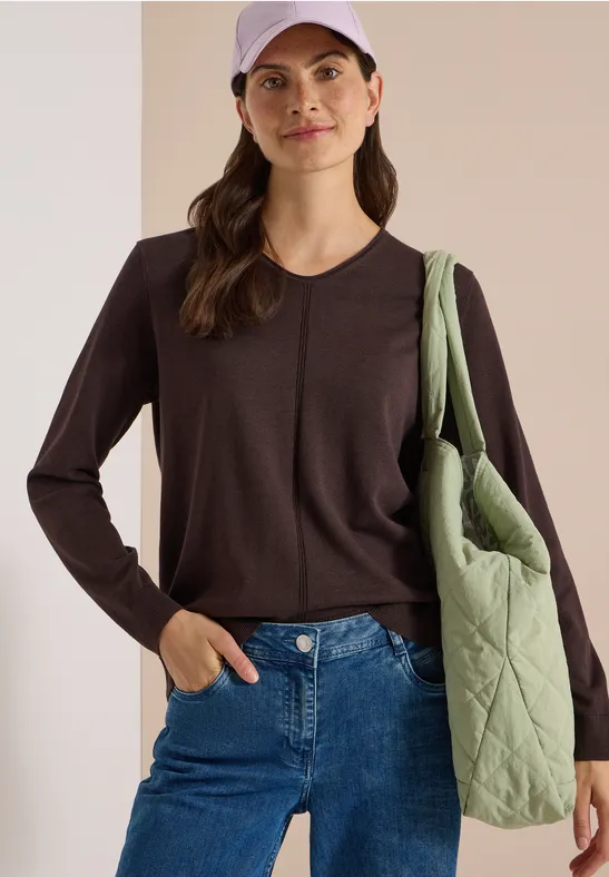 Basic Pullover mit V-Neck in Unifarbe