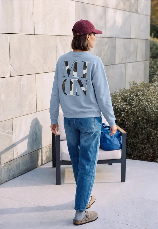 Sweatshirt met ronde hals en opdruk op de rug