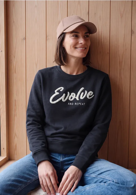 Sweatshirt met ronde hals en tekst