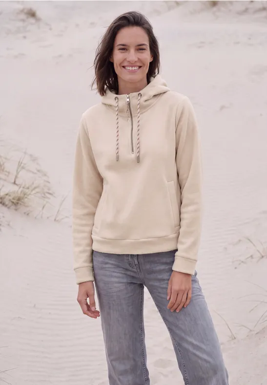 Sweatshirt met capuchon en ritsdetail