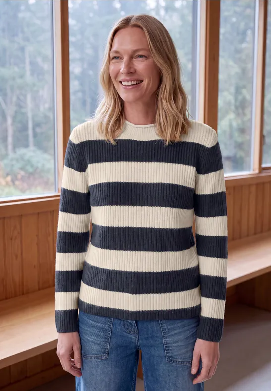 Pull à col roulé et rayé