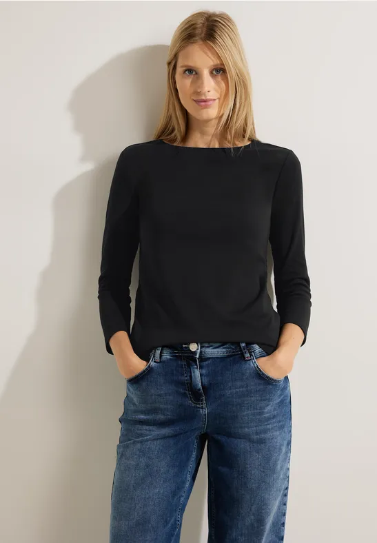 cecil Basic Shirt Organic Cotton Schwarz