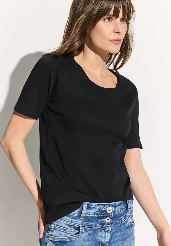 cecil T-Shirt Rundhals Organic Cotton Schwarz