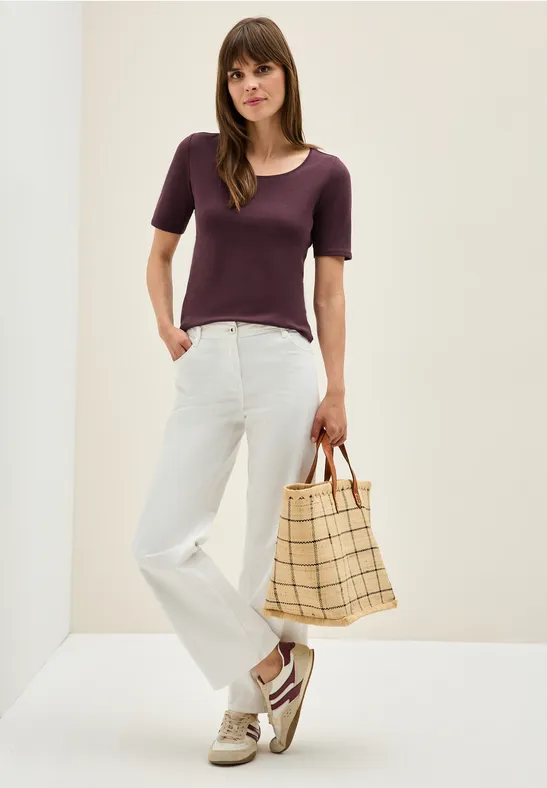 Thumbnail - Cecil Damen T-Shirt in Unifarbe in Rot, Gr: XL