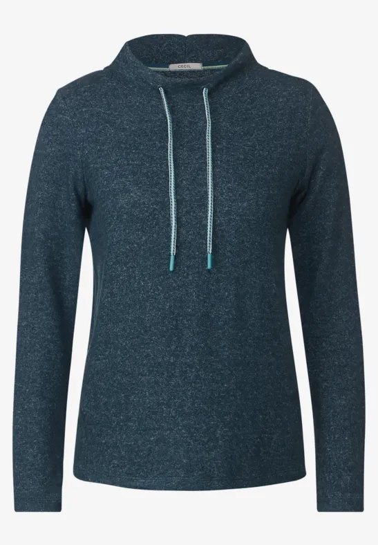 Thumbnail - Cecil Damen Cosy Tunnelzug Shirt in Blau, Gr: XXL