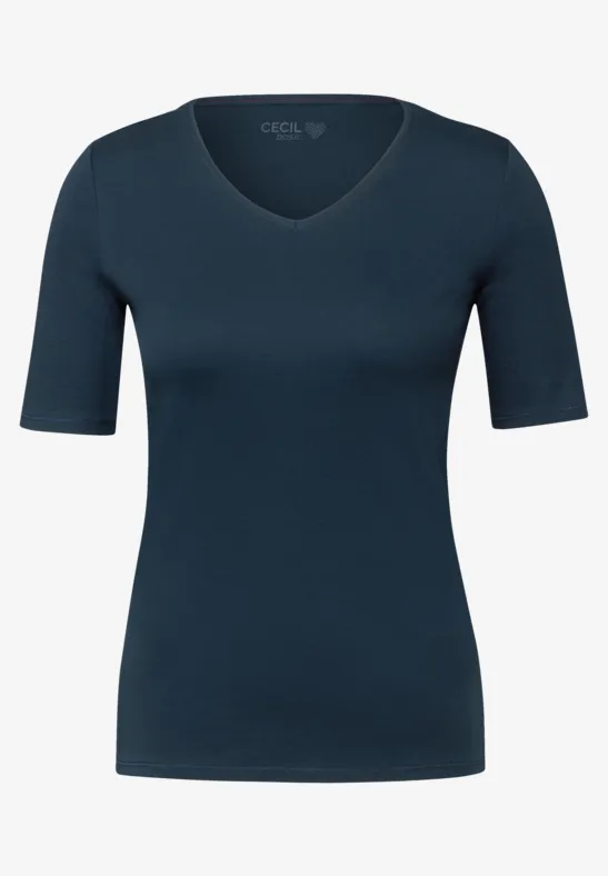 Thumbnail - Cecil Damen V-Neck T-Shirt in Blau, Gr: S