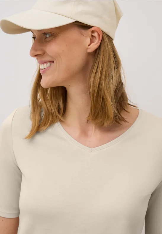 Cecil Dames Shirt met V-hals in Beige, Gr: XL