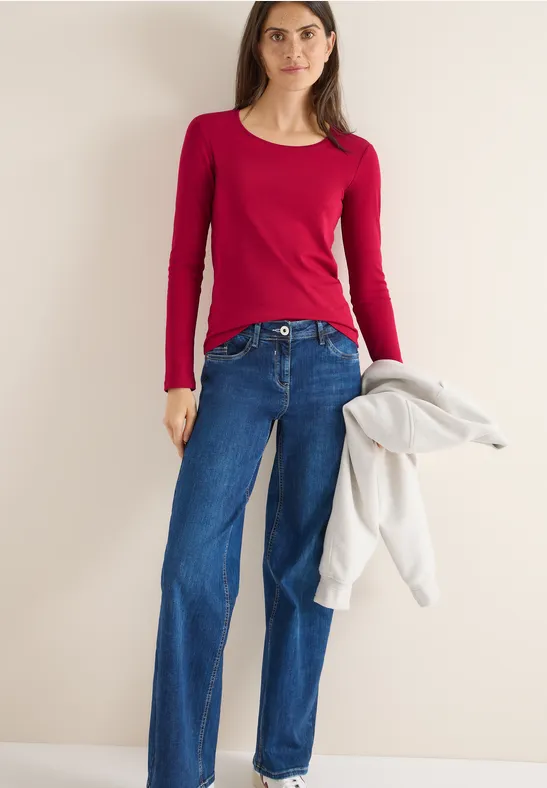 Thumbnail - Cecil Damen Basic Langarmshirt in Rot, Gr: XL