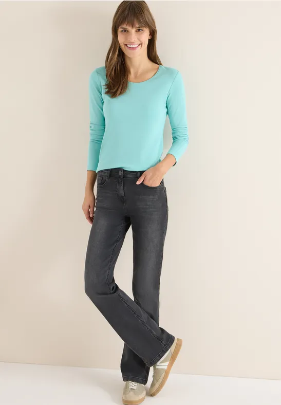 Thumbnail - Cecil Damen Basic Langarmshirt in Blau, Gr: XL