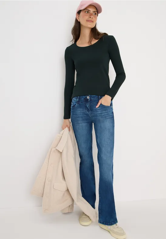 Cecil Dames Basic shirt met lange mouwen in Groen, Gr: M