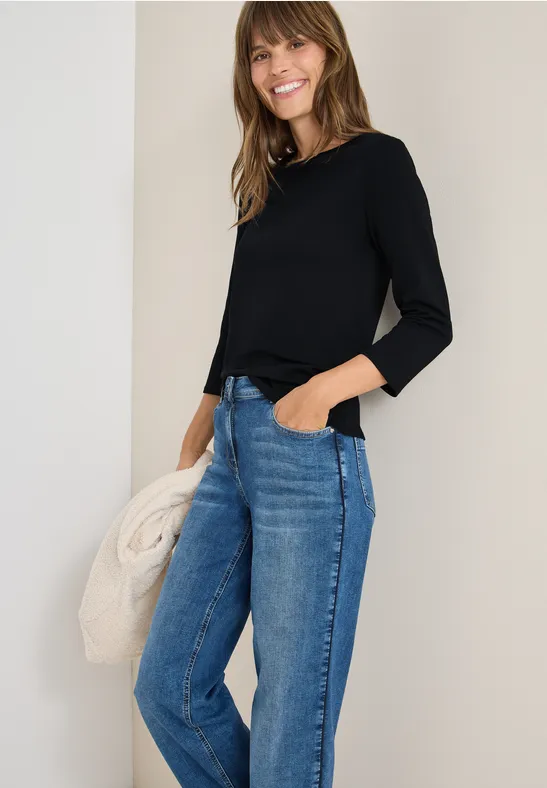 cecil Shirt U-Boot 3/4 Organic Cotton Schwarz