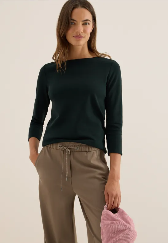 Cecil Dames Basic shirt in effen kleur in Groen, Gr: XXL