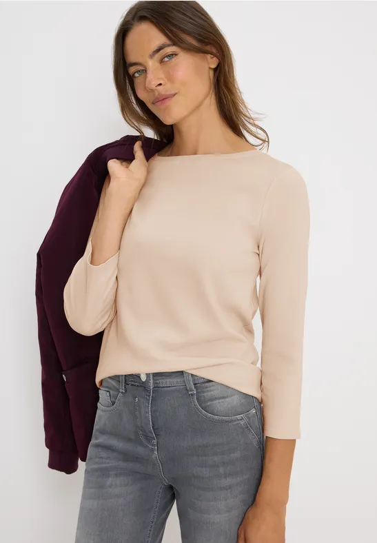 Cecil Dames Basic shirt in effen kleur in Beige, Gr: XXL
