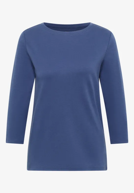 Thumbnail - Cecil Damen Basic Shirt in Unifarbe in Blau, Gr: XL