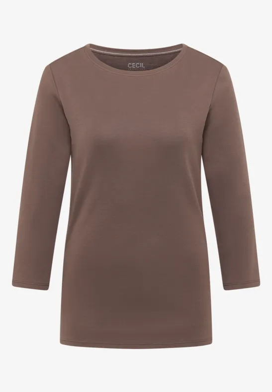 Thumbnail - Cecil Damen Basic Shirt in Unifarbe in Beige, Gr: M